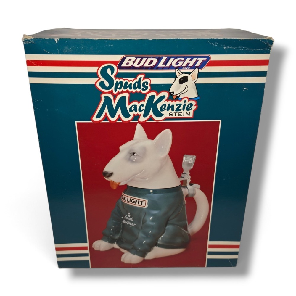 Bud Light Spuds MacKenzie Character Porcelain Stein w/ C.O.A NEW in Original Box